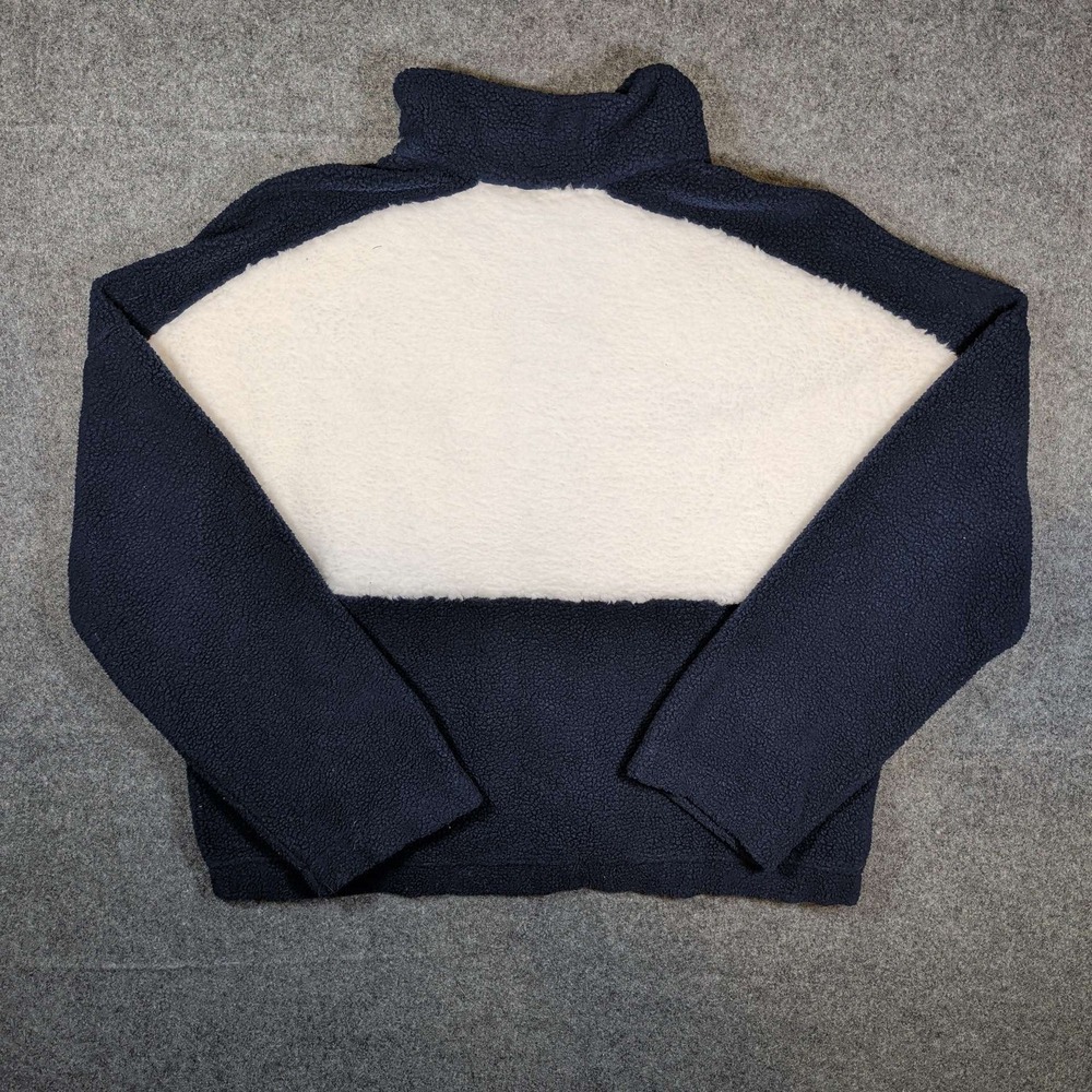 Columbia Sherpa Fleece Pullover Womens XL Navy Cream Half Snap Colorblock - Picture 2 of 4